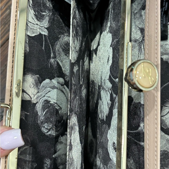 Ted Baker London Black Patent Leather Wallet Clutch With TB Bobble Floral - Picture 6 of 7